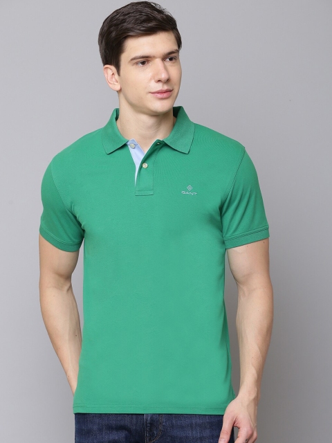 

GANT Men Green Solid Polo Collar T-shirt
