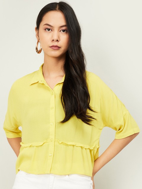 

Ginger by Lifestyle Women Yellow Solid Top