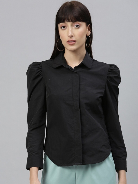 

RAREISM Women Black Solid Shirt Style Top