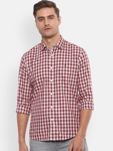 

Louis Philippe Jeans Men Maroon Slim Fit Checked Casual Shirt