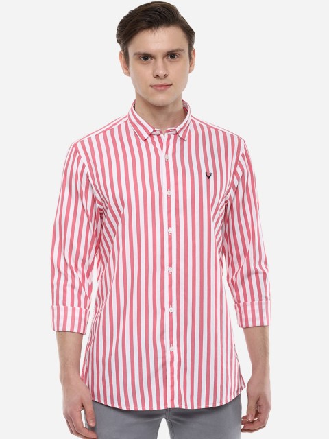 

Solly Jeans Co. Men White & Pink Regular Fit Striped Casual Shirt