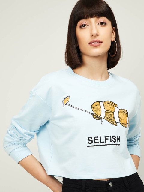 

Ginger by Lifestyle Women Blue Printed Sweatshirt