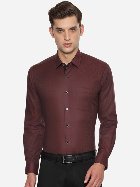

Luxure by Louis Philippe Men Maroon Regular Fit Self Design Formal Shirt