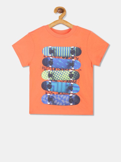 

The Childrens Place Boys Orange Printed Round Neck T-shirt