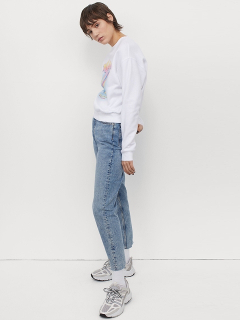 

H&M Women White & Pink Printed Sweatshirt