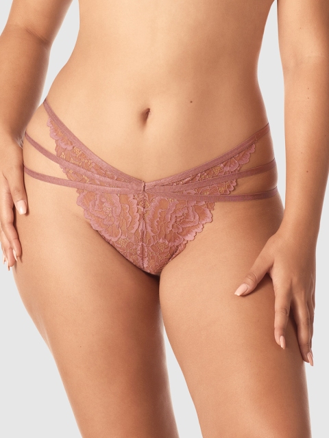 

La Senza Women Rose Gold-Toned Self Design Bikini Briefs 11161820-91Q7