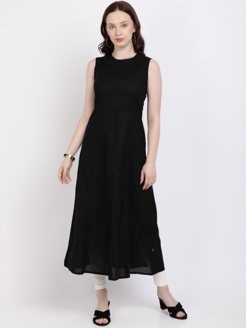 

Vedic Women Black Solid A-Line Kurta