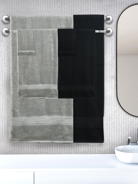 

SWHF Unisex Set of 6 Solid 550 GSM Towel Set, Black