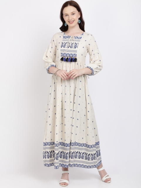

Vedic Women Cream-Coloured Embroidered Anarkali Kurta
