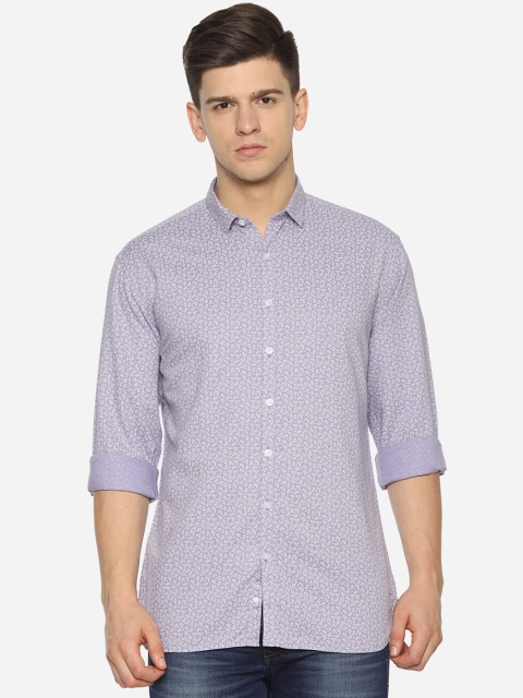 

V Dot Men Purple Slim Fit Printed Casual Shirt
