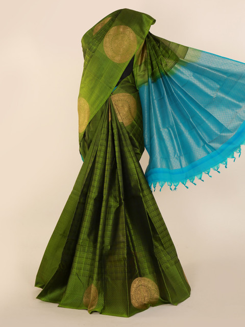 

Pothys Green Pure Silk Woven Design Kanjeevaram Saree