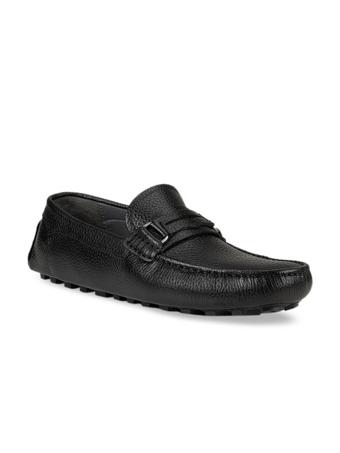 

ROSSO BRUNELLO Men Black Solid Leather Formal Loafers