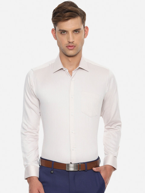 

Van Heusen Men Cream-Coloured Regular Fit Self-Design Formal Shirt