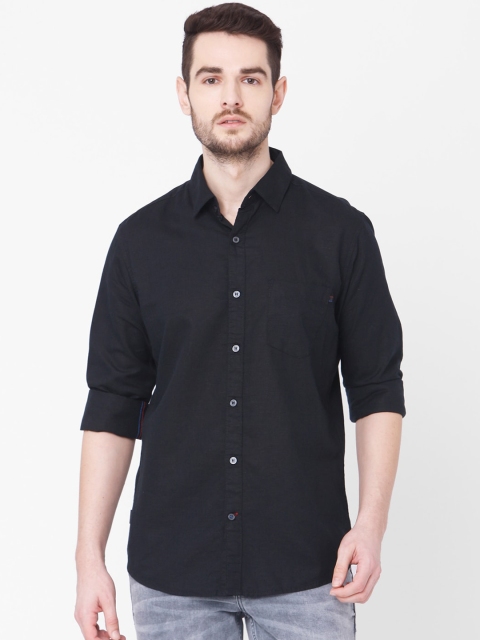 

Mufti Men Black Slim Fit Solid Casual Shirt