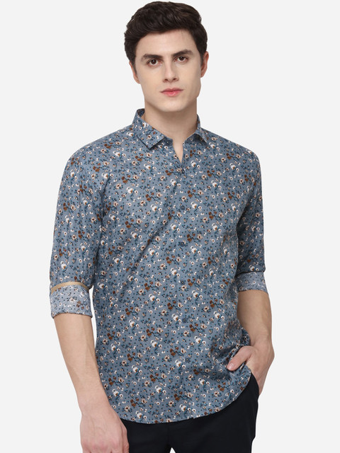 

JB STUDIO Men Grey Slim Fit Printed Casual Shirt