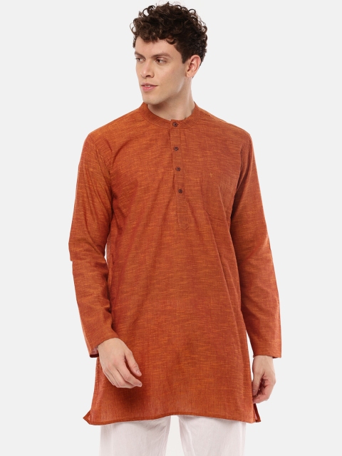 

RAMRAJ COTTON Men Brown Solid Straight Pure Cotton Kurta