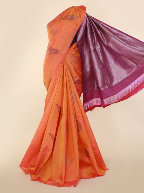 

Pothys Peach-Coloured Pure Silk Embroidered Kanjeevaram Saree