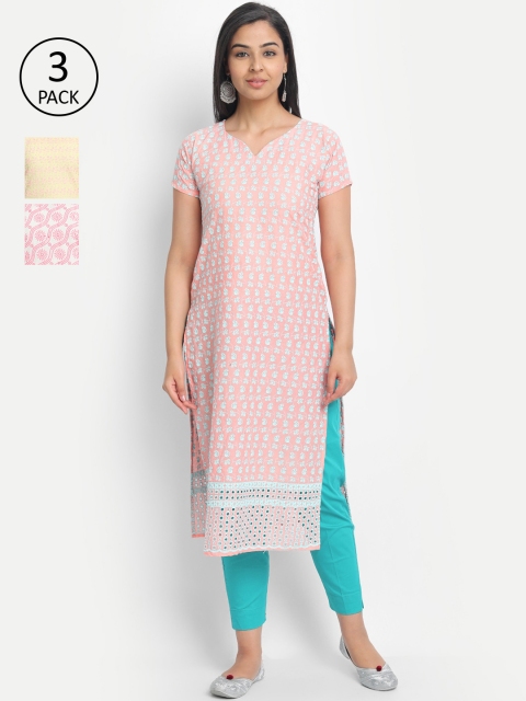 

7Threads Women Multicoloured Embroidered Straight Kurta, Multi