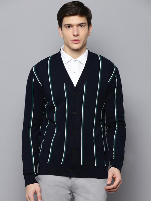 

BEN SHERMAN Men Blue & Green Striped Cardigan