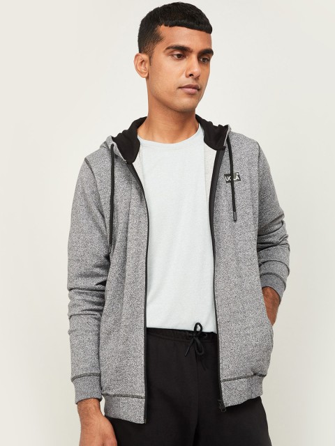

UCLA Men Grey Solid Hooded Sweatshirt