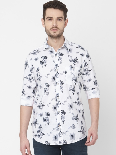 

Mufti Men White & Navy Blue Slim Fit Printed Casual Shirt