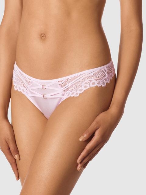 

La Senza Women Pink Self Design Scandal Ki Lace Thongs 11152290-24P8