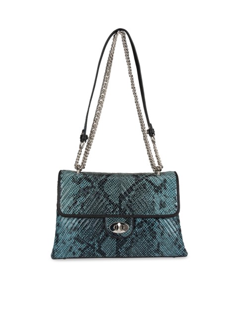 

Da Milano Blue & Black Textured Shoulder Bag