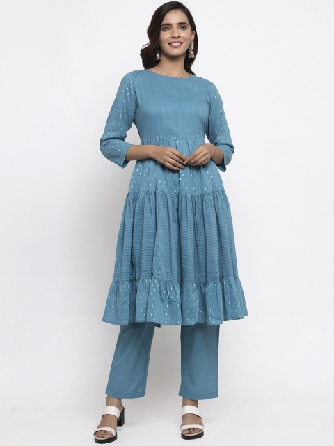 

Kiaasa Women Blue Woven Design Anarkali Kurta
