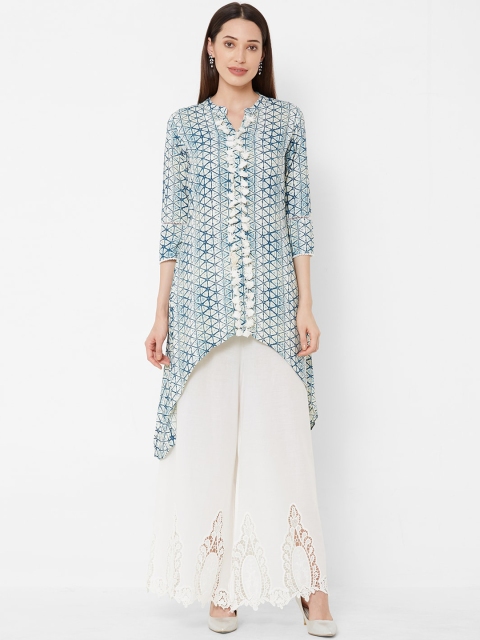 

Vedic Women Blue Printed A-Line Kurta