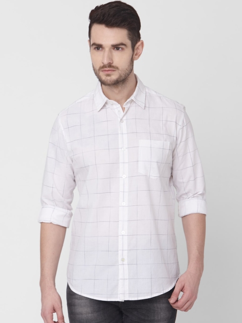 

Mufti Men White & Grey Slim Fit Checked Casual Shirt