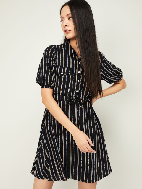 

Ginger by Lifestyle Women Black Printed A-Line Dress