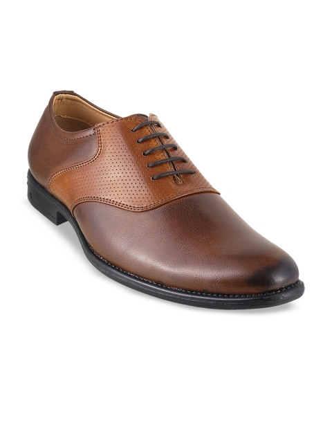 

WALKWAY Men Brown Textured Formal Oxfords
