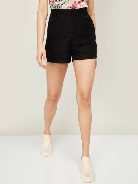 

Ginger by Lifestyle Women Black Solid Regular Fit Regular Shorts