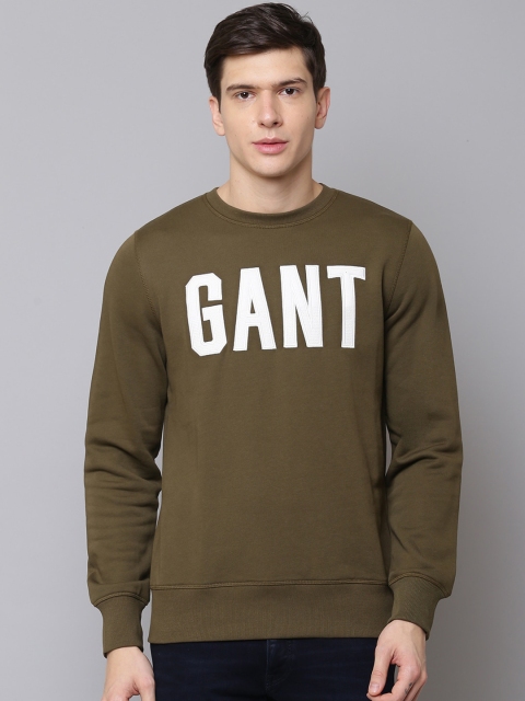 

GANT Men Olive Green Printed Sweatshirt