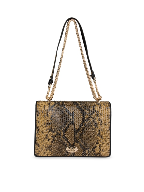 Da Milano Yellow & Black Textured Sling Bag