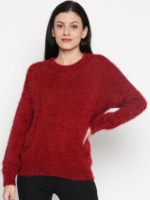 

Honey by Pantaloons Women Red Fuzzy Pullover Sweater