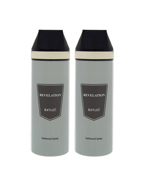 

lamuse Men Set Of 2 Revelation Perfume Deodorant Body Spray, Grey