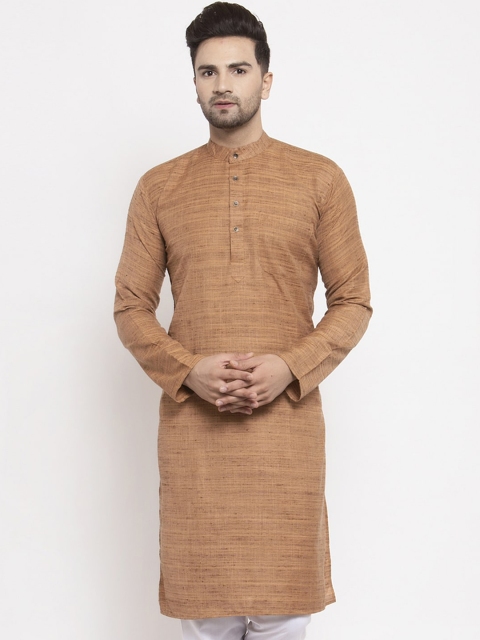 

Jompers Men Brown Solid Straight Kurta