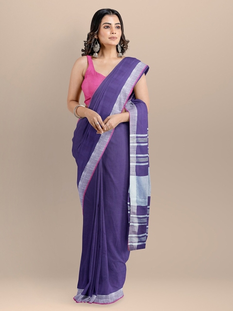 

BharatSthali Violet Pure Cotton Solid Mangalagiri Handloom Saree