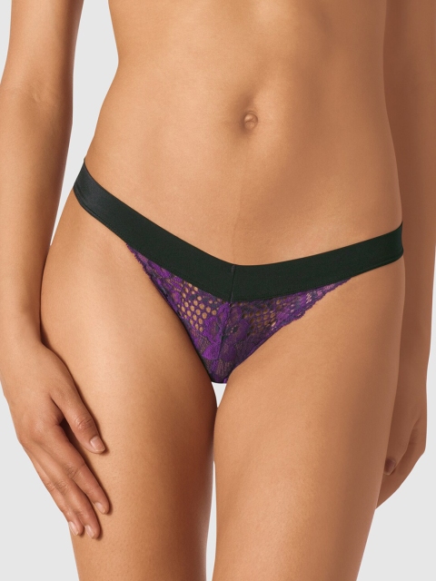

La Senza Women Purple Solid Lace Obsession Bikini Briefs-11148923-04BR