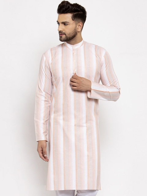 

Jompers Men Orange Solid A-Line Kurta