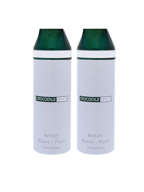 

lamuse Men Set Of 2 Crocodile Perfume Deodorant Body Spray, White
