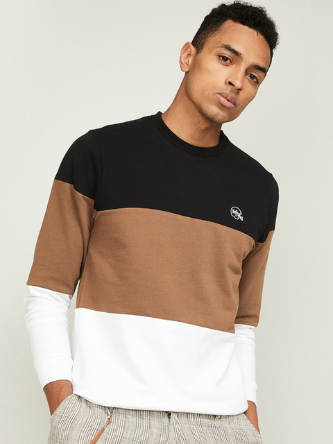 

UCLA Men Black & Beige Colourblocked Sweatshirt