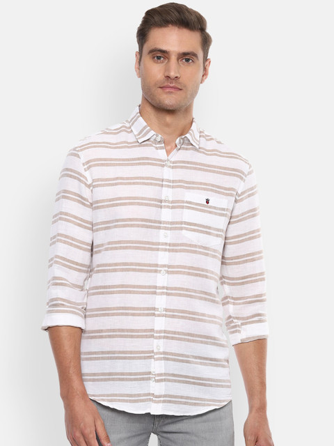 

Louis Philippe Jeans Men White Slim Fit Striped Casual Shirt