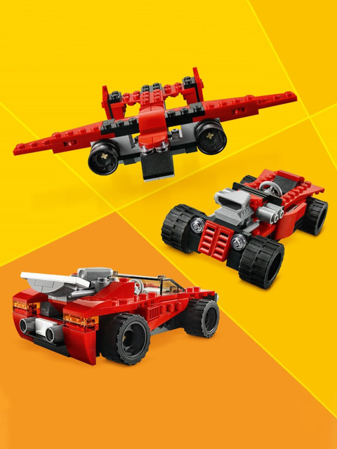 

LEGO Kids Red & Black 3 in 1 Sports Car Construction Playset