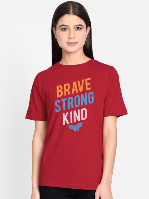 

Free Authority Wonder Woman Print Red Tshirt for Women