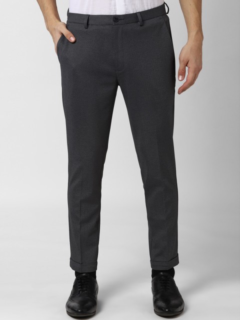 

Peter England Men Grey Tapered Fit Solid Formal Trousers