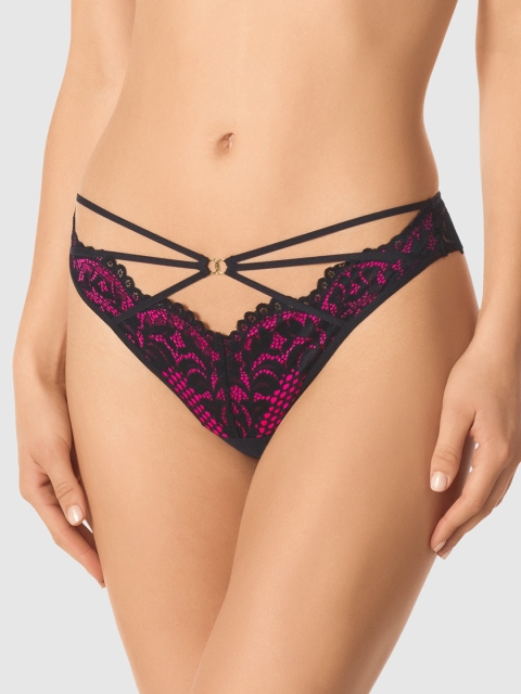 

La Senza Women Pink & Black Self-Design Diva Thongs 11145325-0UND