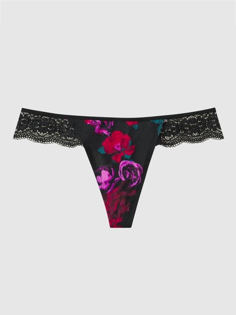 

La Senza Women Black & Red Floral Printed Remix Thong Briefs 11139257-4GA5