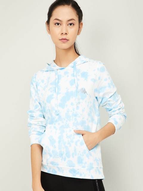 

Kappa Women Blue & White Printed Hooded Sweatshirt